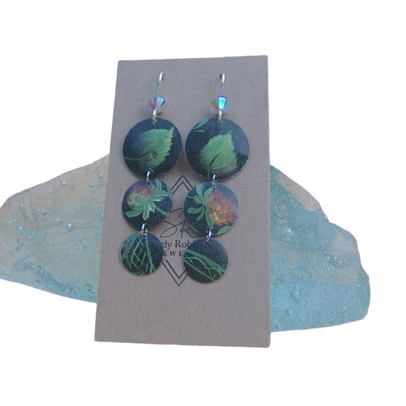 Vintage Recycled Repurposed Tin Handcrafted Earrings by Sandy Robinson Jewelry - Picture 3 of 4